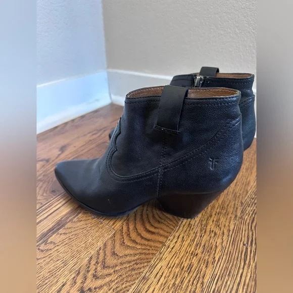 Frye Reina Leather Booties Black Ankle Boots Women’s Size 7.5 - Picture 5 of 8